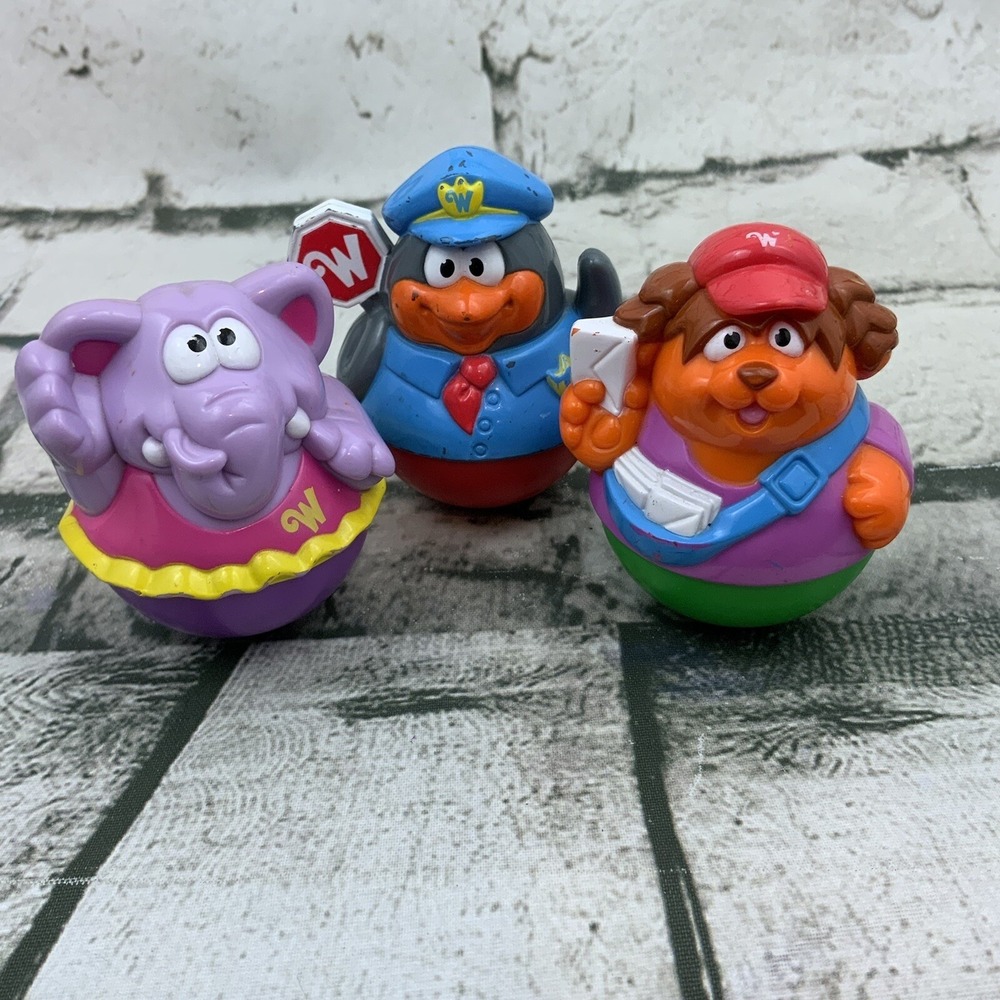 Playskool Weebles Vintage Lot of 3 Crossing Guard Mail Lady Elephant In‎ Tutu